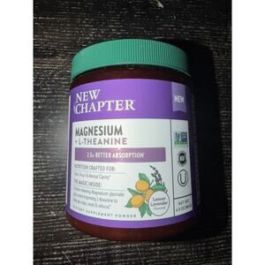 New Chapter Magnesium + L-Theanine Powder Lemon Lavender 4.9 oz Calm Focus Vegan